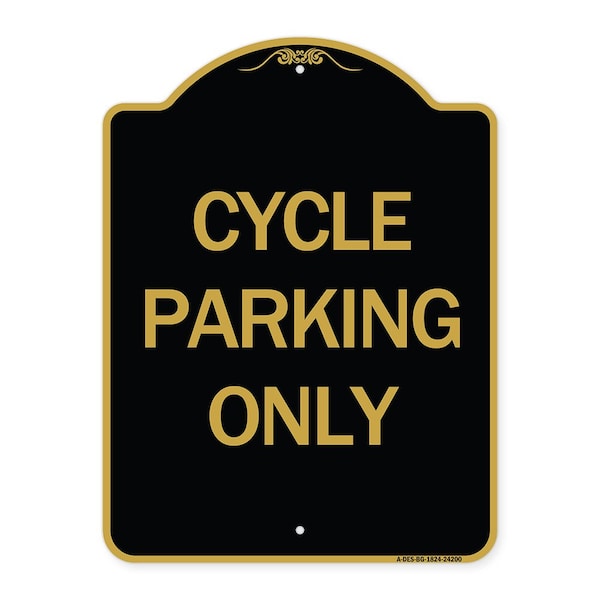 Signmission Designer Series Sign-Cycle Parking Only, Black & Gold Aluminum Sign, 18" x 24", BG-1824-24200 A-DES-BG-1824-24200 - main